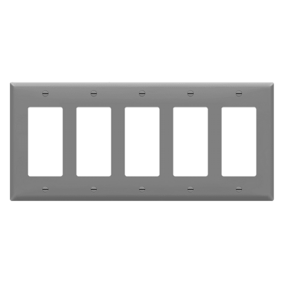 ENERLITES Decorator Switch or Receptacle Outlet Wall Plate, Gloss Finish, Size 5-Gang, Unbreakable Polycarbonate Thermoplastic, UL Listed, 8835-GY, Gray