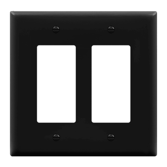 ENERLITES Decorator Switch / Receptacle Outlet Wall Plate, Glossy Finish, Midway Size 2-Gang, Unbreakable Polycarbonate Thermoplastic, UL Listed, Black