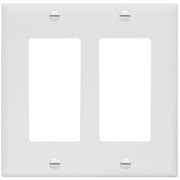 ENERLITES Decorator Switch or Receptacle Outlet Wall Plate, Standard Size 2-Gang 4.50" x 4.57, UL Listed, 8832-W, White