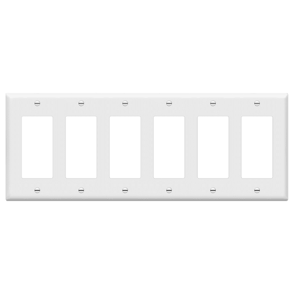 ENERLITES Decorator Switch Wall Plate, Receptacle Outlet Cover, Size 6-Gang, 8836-W, White