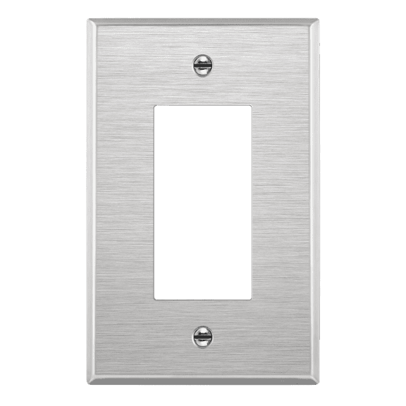 ENERLITES Decorator Switch or Outlet Metal Wall Plate, 430 Stainless Steel, Corrosion Resistant, Mid-Size 1-Gang, UL Listed, 7731M, Silver