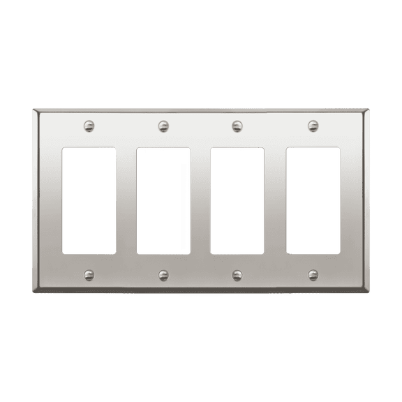 ENERLITES Decorator Switch or Outlet Metal Wall Plate, Stainless Steel 201, Corrosion Resistant, Size 4-Gang, 7734-PC, Polished Chrome, Silver