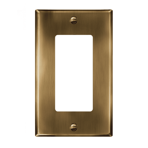 ENERLITES Decorator Switch or Outlet Metal Wall Plate, Stainless Steel 201, Outlet Cover, Corrosion Resistant, Size 1-Gang, 7731-AB, Antique Brass