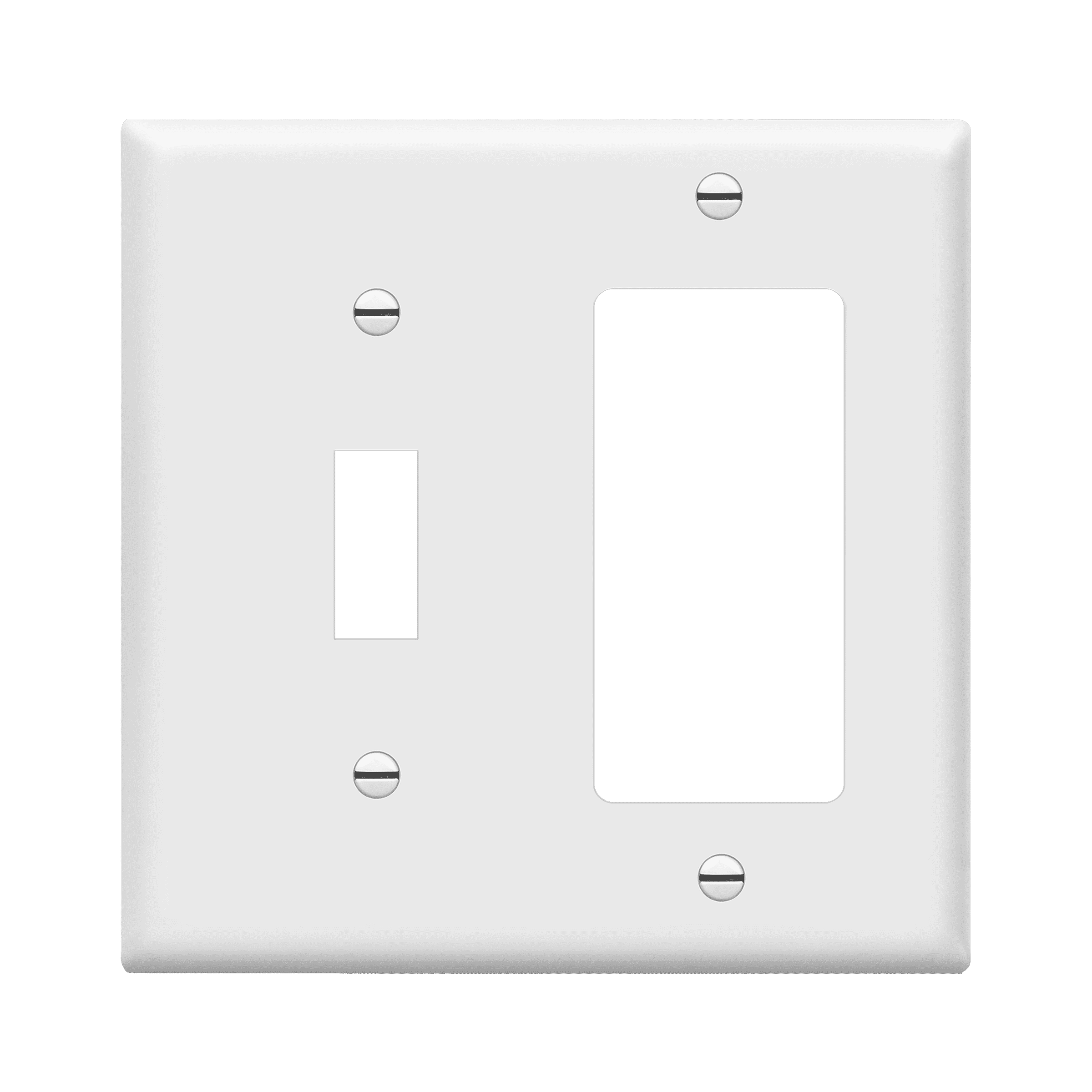 ENERLITES Decorator / Toggle Switch Combination Wall Plate, 2-Gang, Standard Size Outlet Cover, Unbreakable Polycarbonate, White
