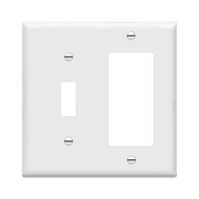 ENERLITES Decorator / Toggle Switch Combination Wall Plate, 2-Gang, Standard Size Outlet Cover, Unbreakable Polycarbonate, White