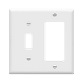 thumbnail image 1 of ENERLITES Decorator / Toggle Switch Combination Wall Plate, 2-Gang, Standard Size Outlet Cover, Unbreakable Polycarbonate, White, 1 of 5
