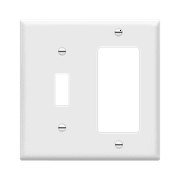 ENERLITES Decorator / Toggle Switch Combination Wall Plate, 2-Gang, Standard Size Outlet Cover, Unbreakable Polycarbonate, White