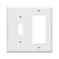 ENERLITES Decorator / Toggle Switch Combination Wall Plate, 2-Gang, Standard Size Outlet Cover, Unbreakable Polycarbonate, White