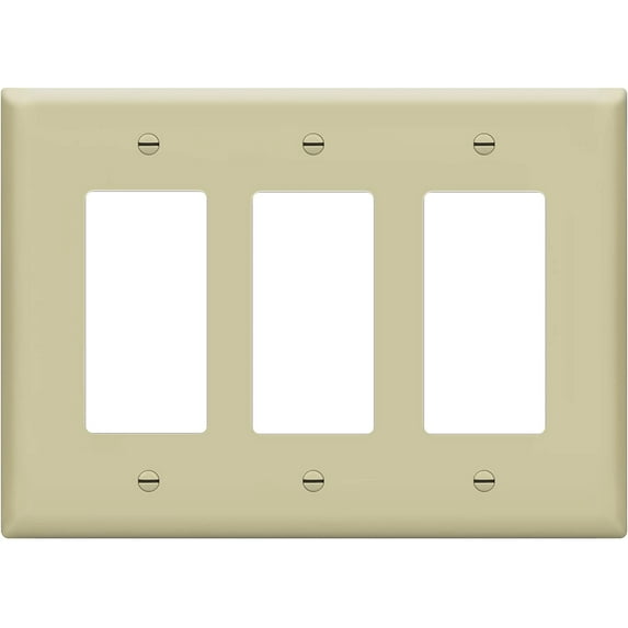 ENERLITES Decorator Wall Plate, Light Switch / Receptacle Outlet Cover, Gloss Finish, Mid Size 3-Gang, Unbreakable Polycarbonate Thermoplastic, Ivory
