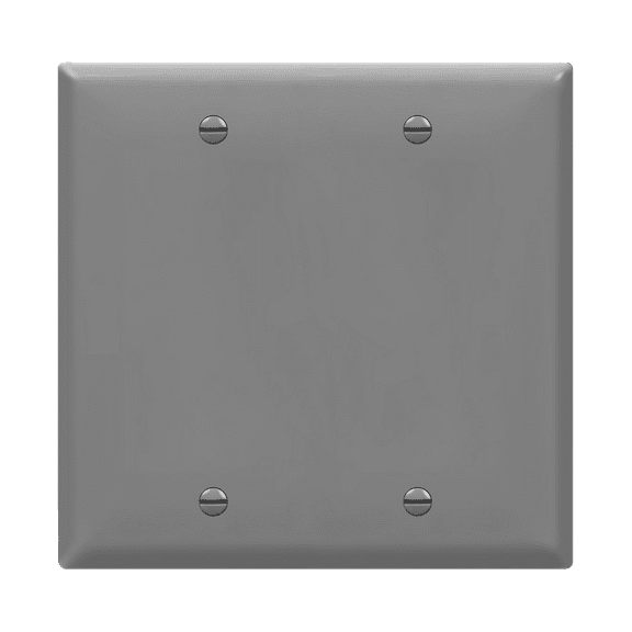 ENERLITES Double Blank Cover Wall Plate, Gloss Finish, Standard Size 2-Gang 4.50" x 4.57", Unbreakable Polycarbonate Thermoplastic, UL Listed, 8802-GY, Gray