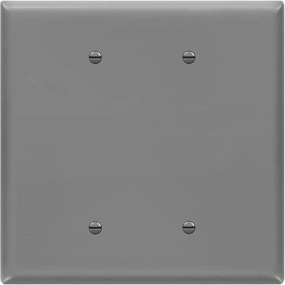 ENERLITES Double Blank Outlet Cover, Gloss Finish, Two Gang Blank Wall Plate, Oversized 2-Gang 5.5" x 5.5", Unbreakable Polycarbonate Thermoplastic, UL Listed, 8802O-GY, Gray