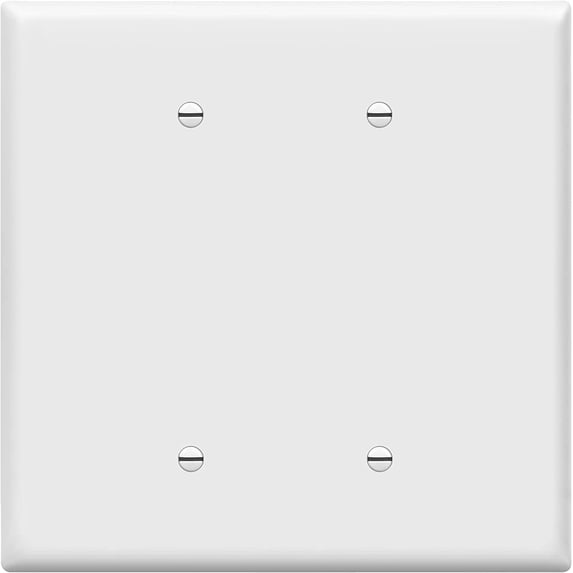 ENERLITES Double Blank Outlet Cover, Two Gang Jumbo Wall Plate, Oversized 2-Gang, Unbreakable Polycarbonate Thermoplastic, UL Listed, 8802O-W, White