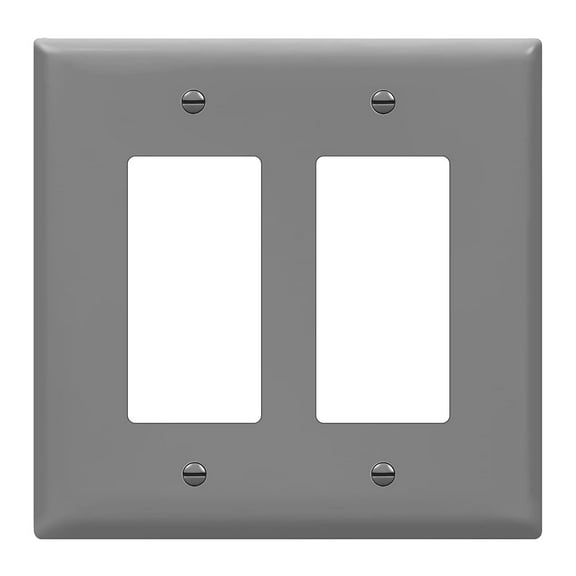 ENERLITES Double Decorator Switch Cover, Outlet Wall Plate, Mid-Size 2-Gang, Unbreakable Polycarbonate Thermoplastic, UL Listed, 8832M-GY, Gray