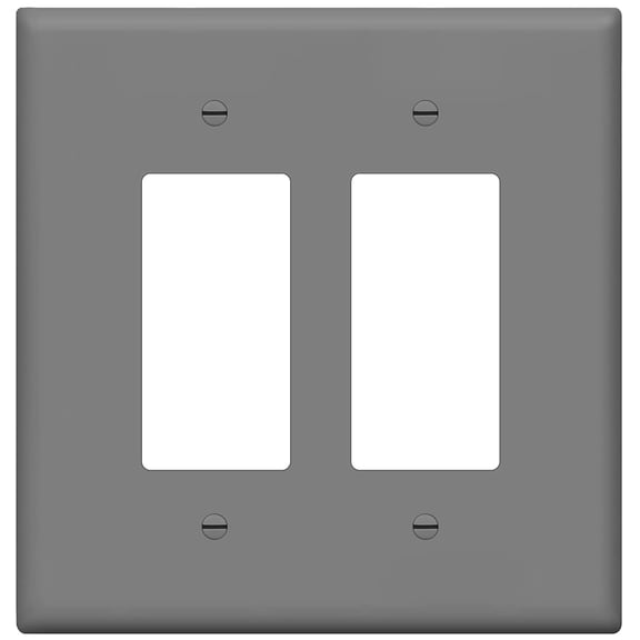 ENERLITES Double Decorator Switch Cover, Two Gang Outlet Wall Plate, Gloss Finish, Oversized 2-Gang 5.50" x 5.50", Unbreakable Polycarbonate Thermoplastic, UL Listed, 8832O-GY, Gray