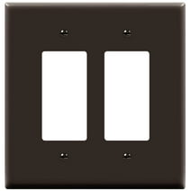 ENERLITES Double Decorator Switch Cover, Two Gang Outlet Wall Plate, Gloss Finish, Oversized 2-Gang 5.50" x 5.50", Unbreakable Polycarbonate Thermoplastic, UL Listed, 8832O-BR, Brown