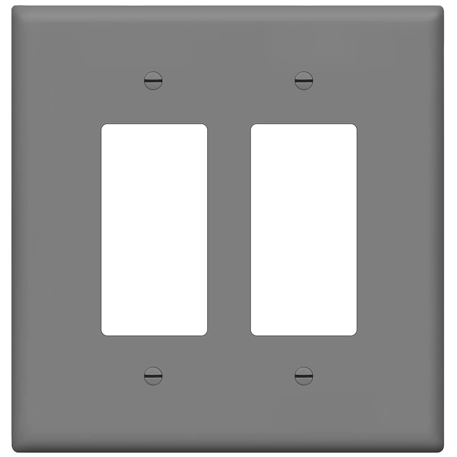 Gray Oversized Double Decorator Switch Cover Plate
