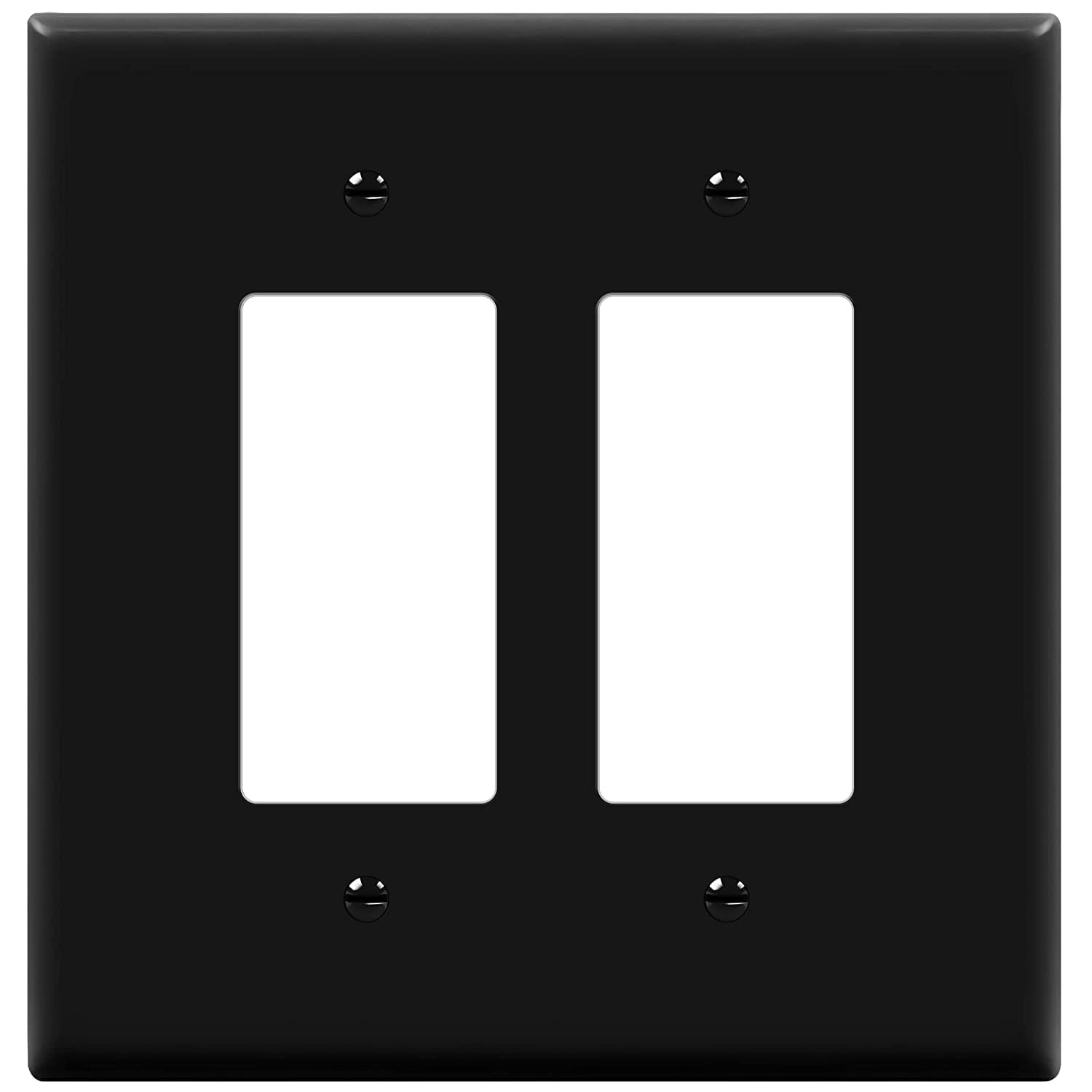 Oversized Black Polycarbonate Double Decorator Switch Cover