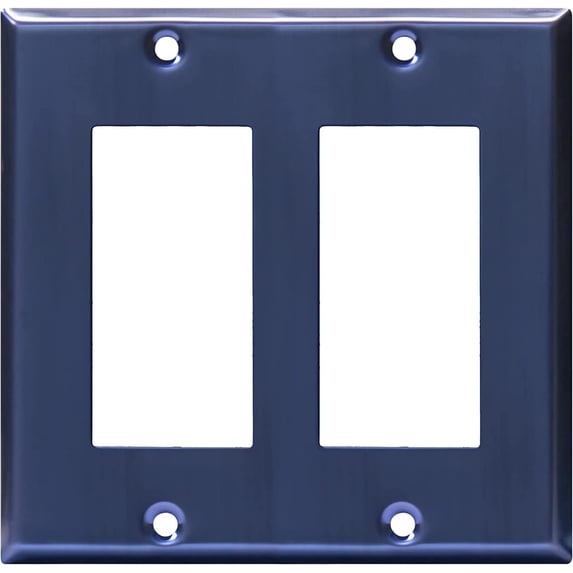ENERLITES Double Decorator Switch Metal Wall Plate, Stainless Steel Dual Outlet Cover, Corrosion Resistant, Standard Size 2-Gang, Stainless Steel 201, 7732-BBL, Brushed Blue