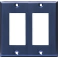 thumbnail image 1 of ENERLITES Double Decorator Switch Metal Wall Plate, Stainless Steel Dual Outlet Cover, Corrosion Resistant, Standard Size 2-Gang, Stainless Steel 201, 7732-BBL, Brushed Blue, 1 of 5