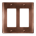 thumbnail image 1 of ENERLITES Double Decorator Switch or Receptacle Metal Cover, Wall Plate, Corrosion Resistant, Standard Size 2-Gang 4.50" x 4.57", 7732-AC, Antique Copper, 1 of 4