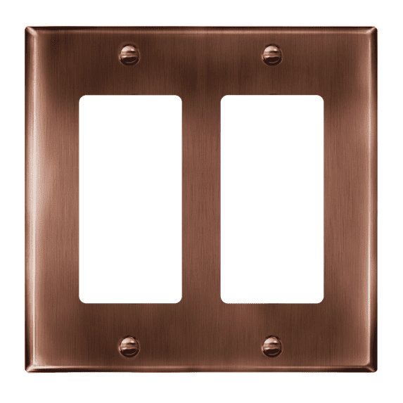 ENERLITES Double Decorator Switch or Receptacle Metal Cover, Wall Plate, Corrosion Resistant, Standard Size 2-Gang 4.50" x 4.57", 7732-AC, Antique Copper