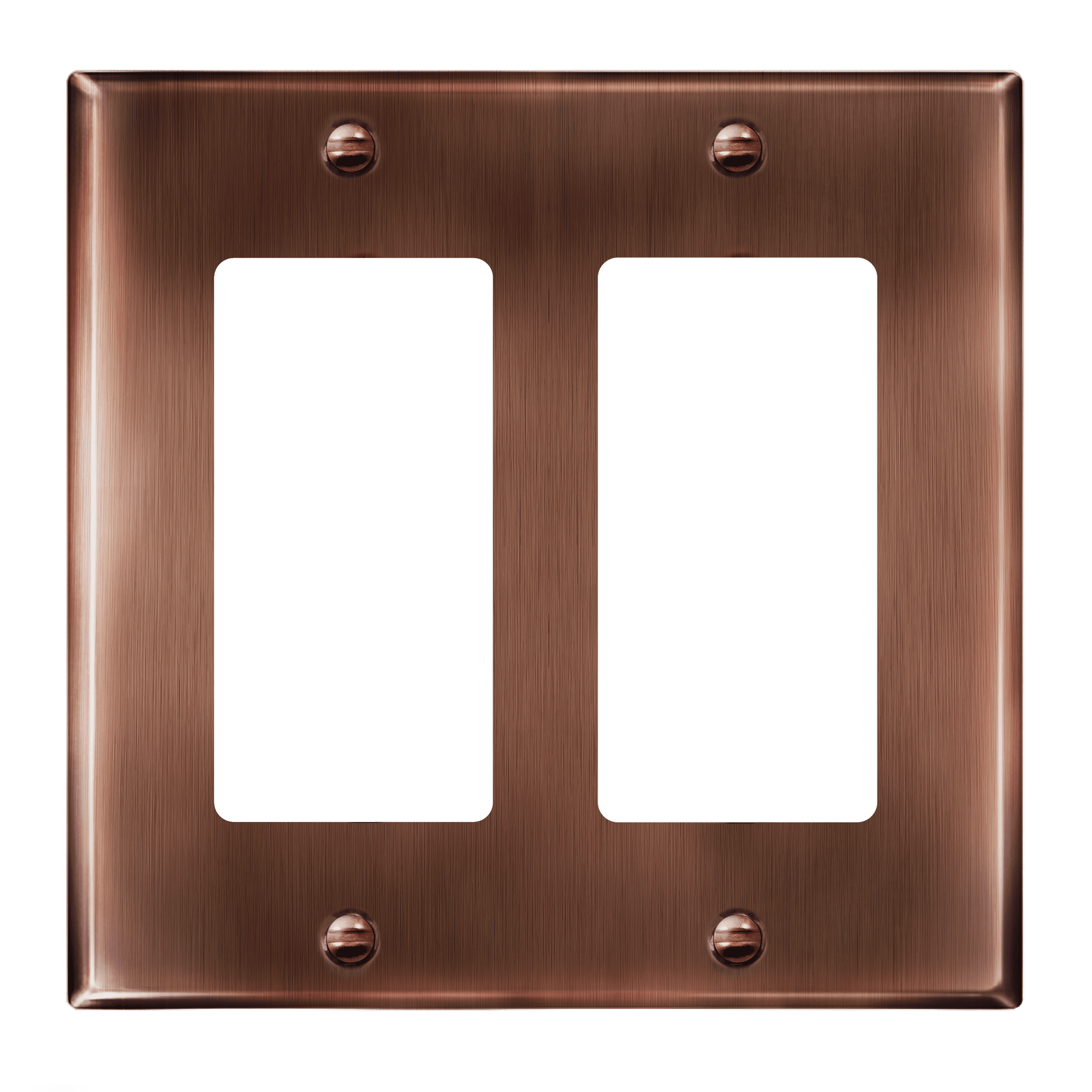 Antique Copper Double Decorator Switch Metal Wall Plate