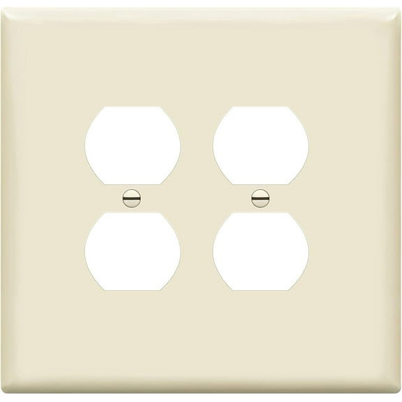 ENERLITES Double Duplex Receptacle Cover, Two Gang Outlet Wall Plate, Gloss Finish, Oversized 2-Gang 5.5" x 5.5", Unbreakable Polycarbonate Thermoplastic, UL Listed, 8822O-LA, Light Almond