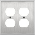 thumbnail image 1 of ENERLITES Double Duplex Receptacle Metal Wall Plate Outlet Cover, Corrosive Resistant, Standard Size 2-Gang, 430 Stainless Steel, UL Listed, Silver, 1 of 3
