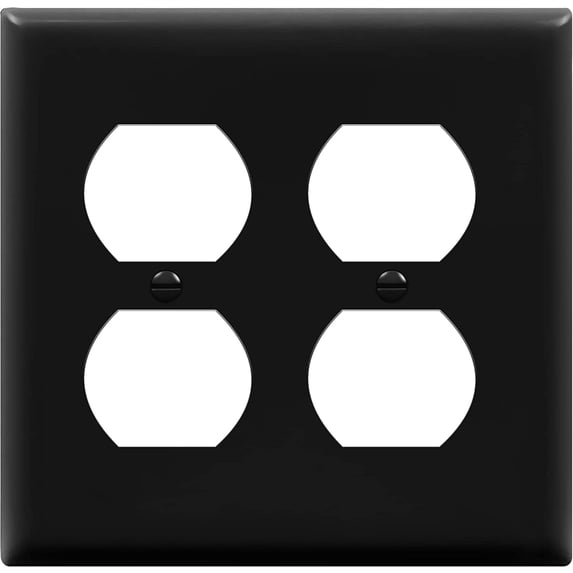 ENERLITES Double Duplex Wall Plate, Two Gang Electrical Outlet Cover, Standard Size 2-Gang, Unbreakable Polycarbonate Thermoplastic, UL Listed, 8822-BK, Black