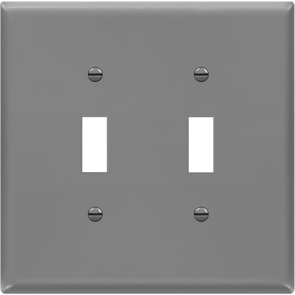 ENERLITES Double Light Wall, Toggle Switch Plate, 2-Gang Mid-Size 4.88" x 4.92", Unbreakable Polycarbonate Thermoplastic, UL Listed, 8812M-GY, Gray