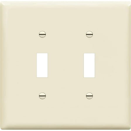 ENERLITES Double Light Wall, Toggle Switch Plate, 2-Gang Mid-Size 4.88" x 4.92", Unbreakable Polycarbonate Thermoplastic, UL Listed, 8812M-LA, Light Almond