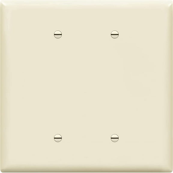ENERLITES Double Outlet Cover, Gloss Finish, Two Blank Wall Plate, Oversized 2-Gang 5.5" x 5.5", Unbreakable Polycarbonate Thermoplastic, UL Listed, 8802O-LA, Light Almond