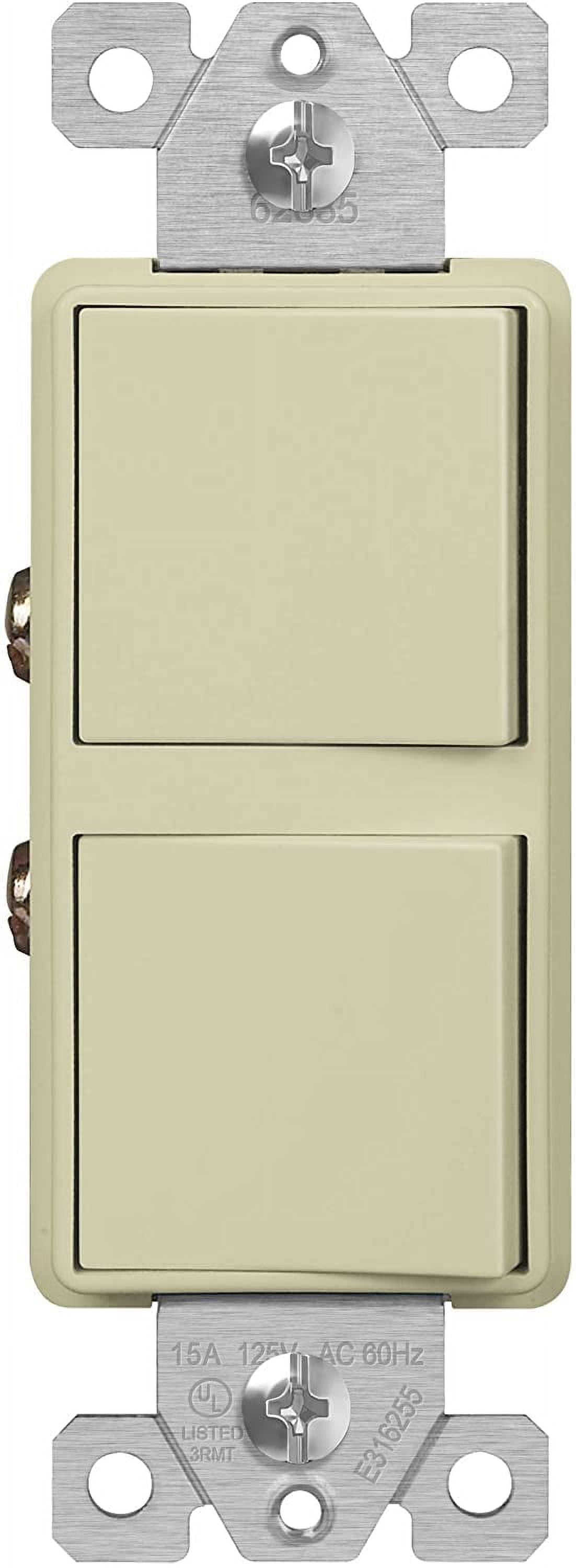 ENERLITES Double Paddle Rocker Combination Decorator Switch, Ground ...