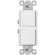 ENERLITES Double Paddle Rocker Combination Decorator Switch, Ground Terminal, Copper Wires Only, Single Pole or 3-Way, Residential/Commercial Grade, 15A 120-277VAC, 62835-W, White