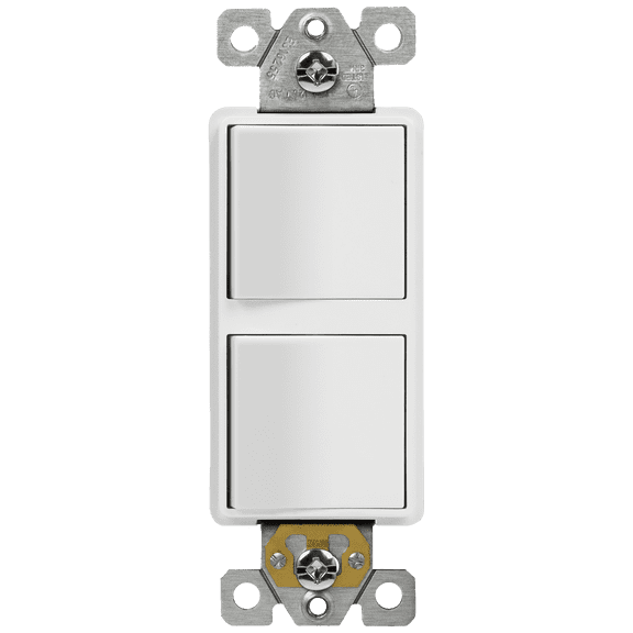 ENERLITES Double Paddle Rocker Decorator Switch, Control Fan and Light, Single Pole, 15A 120-277VAC, 62834-W White