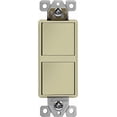 thumbnail image 1 of ENERLITES Double Paddle Rocker Decorator Switch, Gloss Finish, Ground Terminal, Clamp-Type Wiring, Copper Wires Only, Single Pole, Residential/Commercial Grade, 15A 120-277VAC, 62834-I, Ivory, 1 of 2