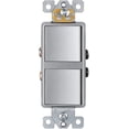 thumbnail image 1 of ENERLITES Double Paddle Rocker Decorator Switch, Ground terminal, Clamp-Type Back Insert Wiring, Copper Wires Only, Single Pole, Residential/Commercial Grade, 15A 120-277VAC, 62834-SV, Silver, 1 of 4
