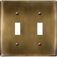thumbnail image 1 of ENERLITES Double Toggle Light Switch Metal Cover Plate, Stainless Steel Wall Plate, Corrosion Resistant, Standard Size 2-Gang 4.50" x 4.57", Stainless Steel 201, 7712-AB, Antique Brass (Pack of 1), 1 of 5