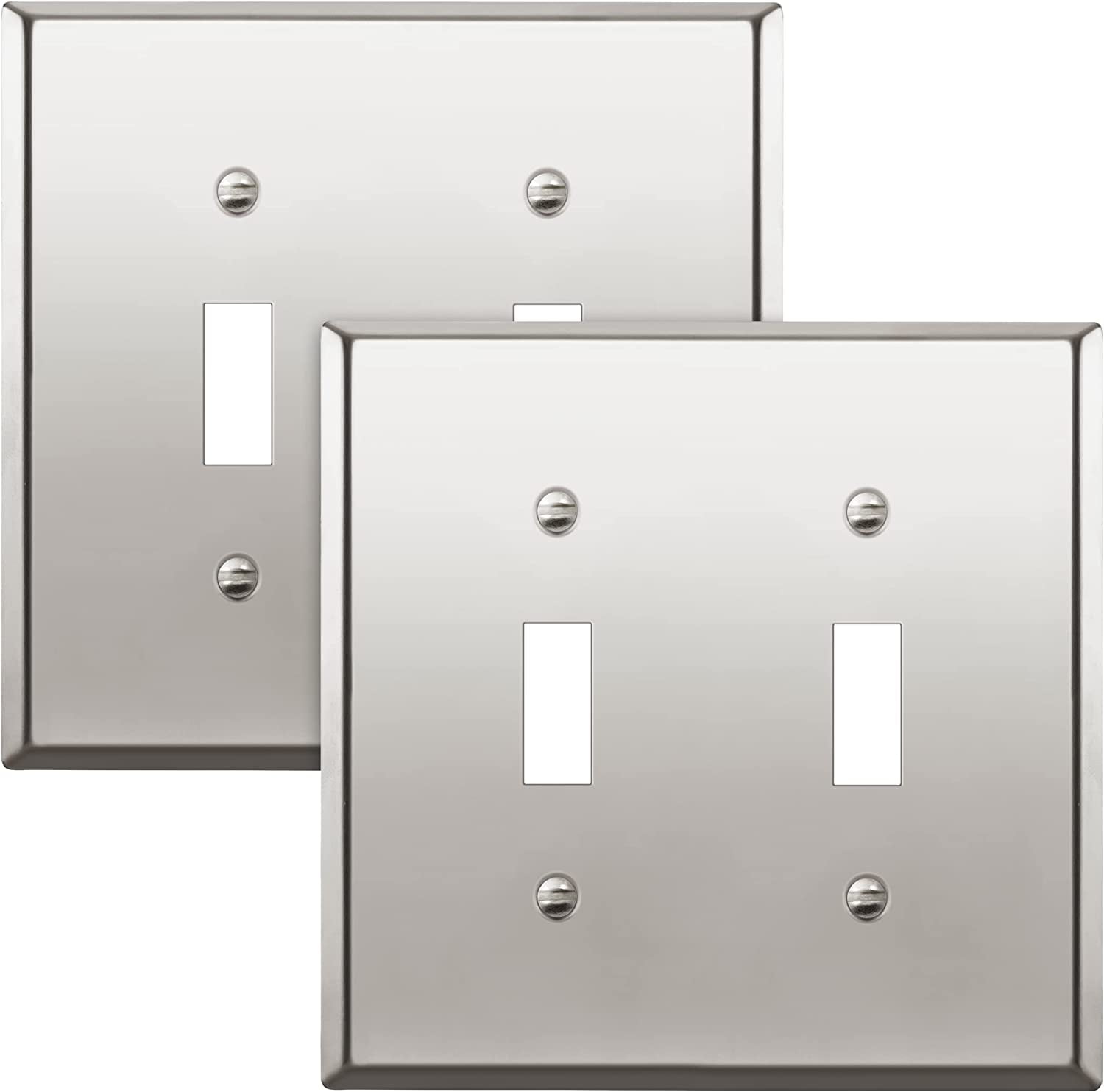 ENERLITES Double Toggle Light Switch Metal Cover, Stainless Steel Wall