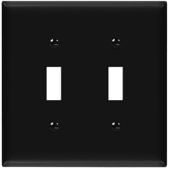ENERLITES Double Toggle Switch Cover, Two Gang Light Switch Wall Plate, 2-Gang, Unbreakable Polycarbonate Thermoplastic, UL Listed, 8812-BK, Black