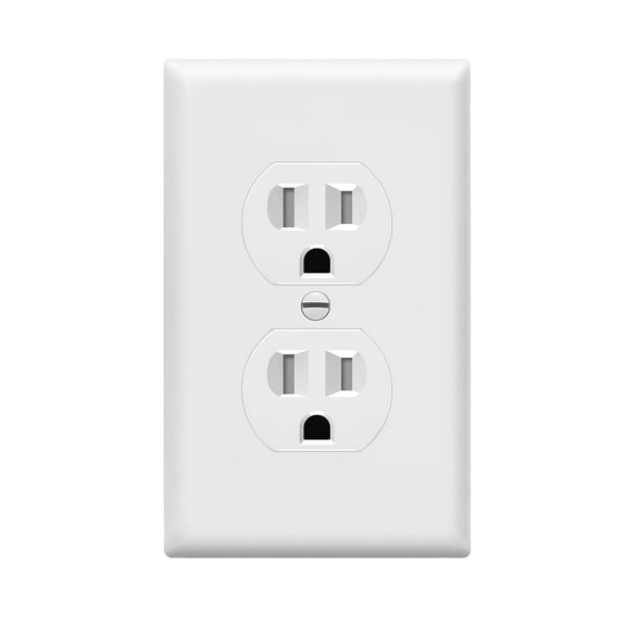 ENERLITES Duplex Outlet and Wall Plate Bundle, Tamper-Resistant Electrical Receptacle, 15A 125V, Self-Grounding, 2-Pole, UL Listed, 61581-TR-WWP, White