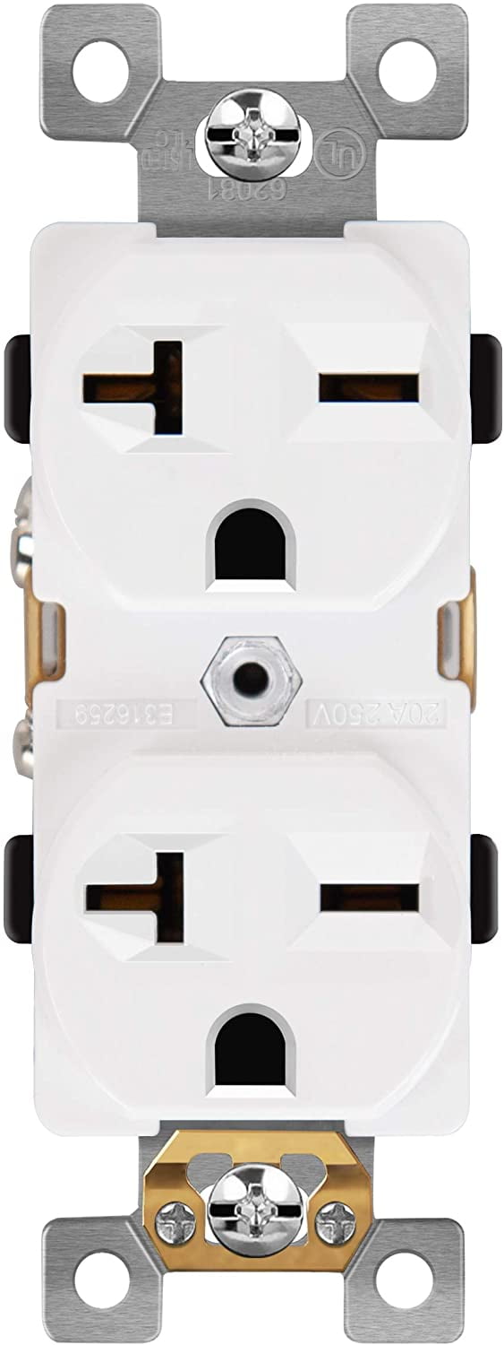 ENERLITES 20A Duplex Receptacle Indoor Electrical Wall Outlet UL   ENERLITES Duplex Receptacle 20 Amp Electrical Wall Outlet Industrial Grade 2 Pole 3 Wire 20A 250V UL Listed 62081 W White 0e5c0d3d 7383 4f28 8bd8 B1700a08952c.4cd62608db19f2288eadf149790d04f5 