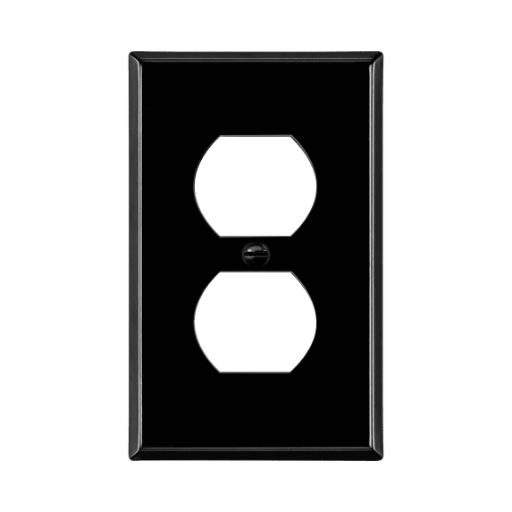 ENERLITES Duplex Receptacle Metal Wall Plate, Outlet Cover, Corrosion Resistant, Standard Size 1-Gang, 430 Stainless Steel, 7721-BG, Black Gloss