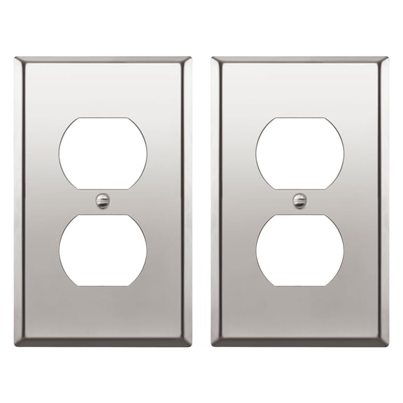 ENERLITES Duplex Receptacle Metal Wall Plate, Stainless Steel Outlet Cover, Corrosion Resistant, Size 1-Gang 4.50" x 2.76", 7721-PC-2PCS, Polished Chrome, Silver, 2 Pack