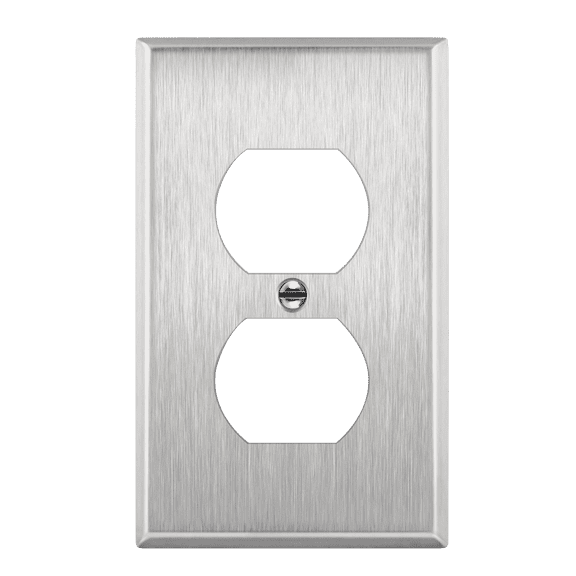 ENERLITES Duplex Receptacle Metal Wall Plate, Stainless Steel Outlet Cover, Corrosion Resistant, Size 1-Gang 4.50" x 2.76", UL Listed, 7721, 430, Silver