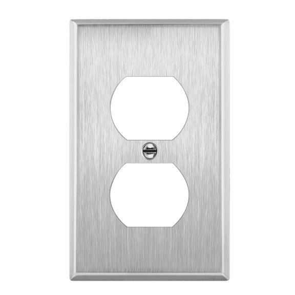 ENERLITES Duplex Receptacle Metal Wall Plate, Stainless Steel Outlet Cover, Corrosion Resistant, Size 1-Gang 4.50" x 2.76", UL Listed, 7721, 430, Silver