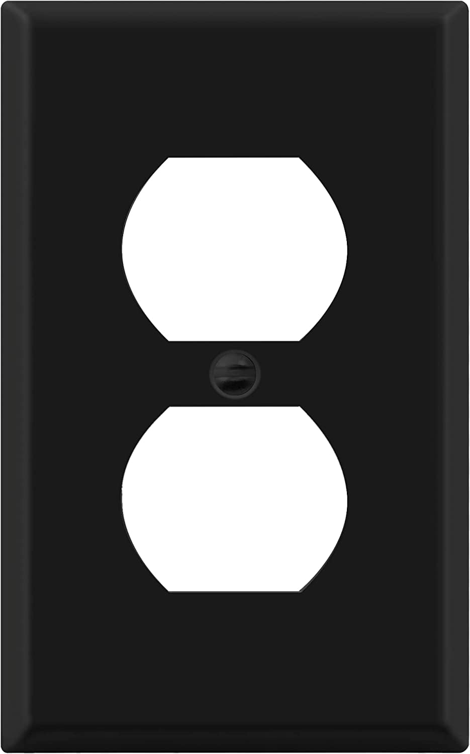 ENERLITES Duplex Receptacle Metal Wall Plate, Stainless Steel Outlet Cover, Corrosion Resistant, Standard Size 1-Gang, 430 Stainless Steel, 7721-BM, Black Matte