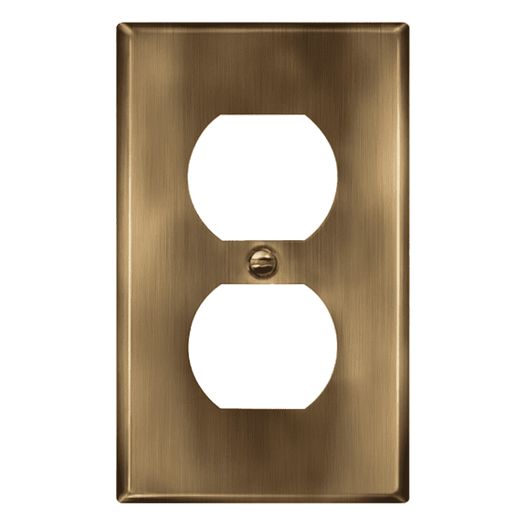 ENERLITES Duplex Receptacle Metal Wall Plate, Stainless Steel, Outlet Cover, Corrosion Resistant, Standard Size 1-Gang, Stainless Steel 201, 7721-AB, Antique Brass