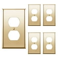 thumbnail image 1 of ENERLITES Duplex Receptacle Outlet Metal Wall Plate, Stainless Steel 201 Outlet Cover, Corrosion Resistant, Size 1-Gang 4.50" x 2.76", UL Listed, 7721-PB-5PCS, Polished Brass, Gold, 5 pack, 1 of 5