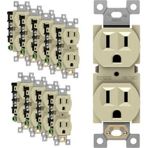 ENERLITES Duplex Receptacle Outlet, Residential Grade Electrical Wall Outlets, 15A 125V, Self-Grounding, 3-Wire, 2-Pole, UL Listed, 61580-I-10PCS, Ivory (10 Pack)